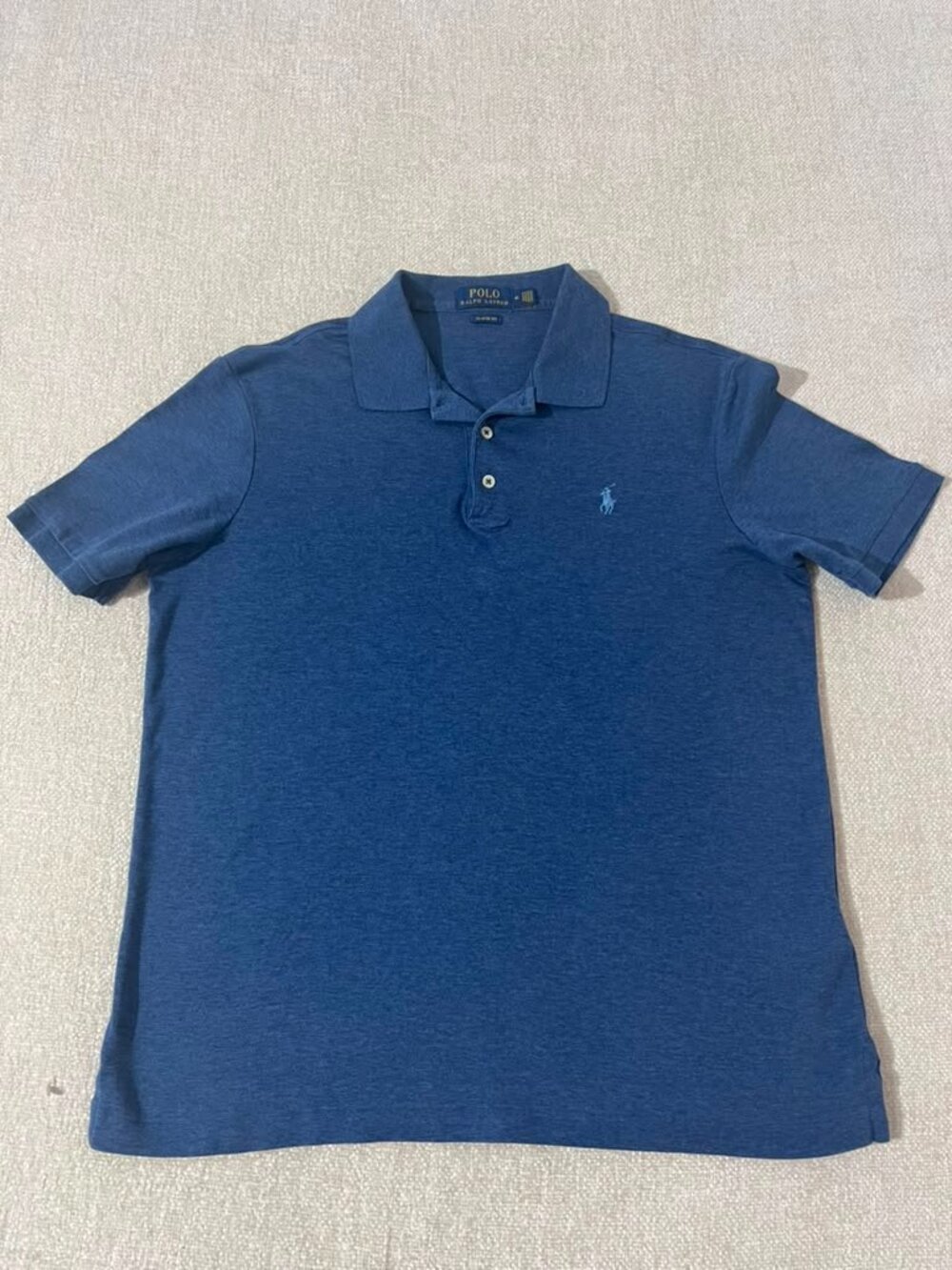 Polo Ralph Lauren Classic Fit Blue Heather Cotton Polo Shirt Size M